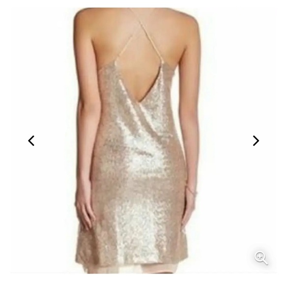 Free Press NWT Gold Sequin Criss Cross Back Mini Cocktail Dress Size xl - Picture 14 of 14